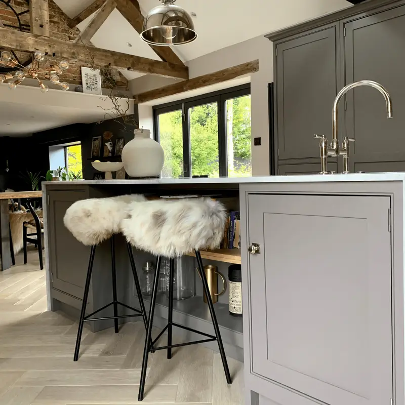 Black Jacob Sheepskin Kitchen Bar Stool