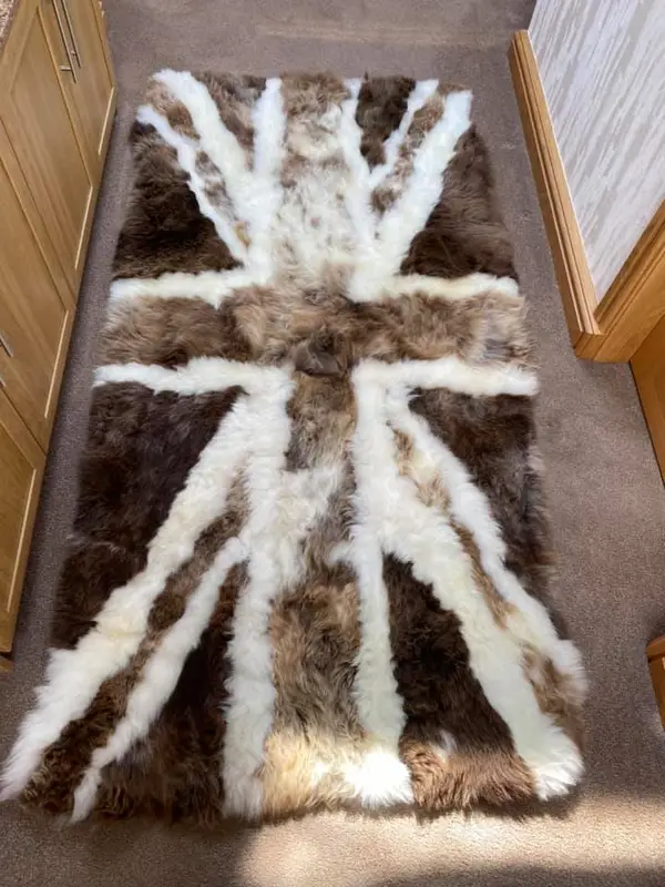 Ewenion Union Jack Sheepskin Rug in Rare Breed