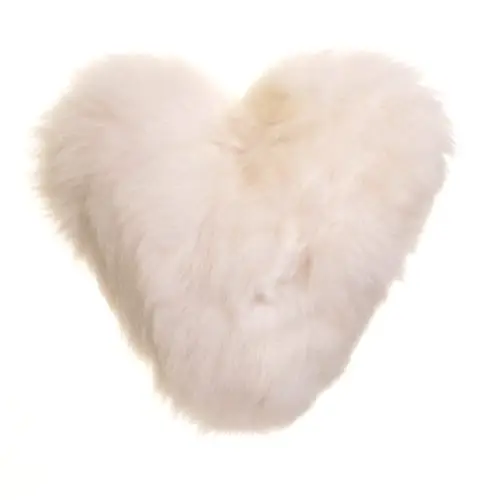 Calon Wlan - Sheepskin Heart Cushion in Ivory