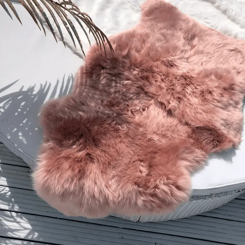 Sheepskin Rug in Dusky Pink