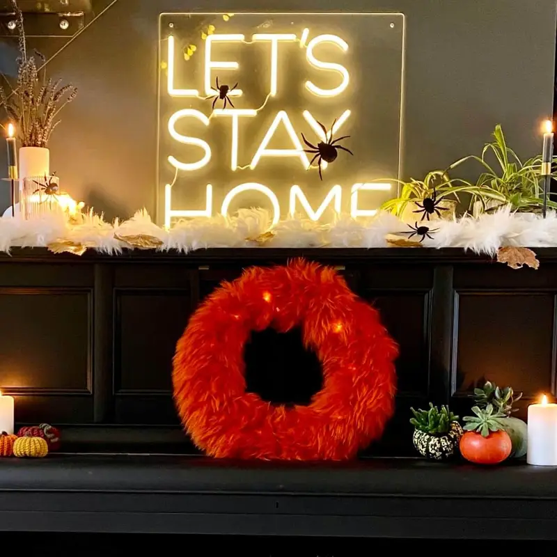 Tiger Orange Sheepskin Wreath