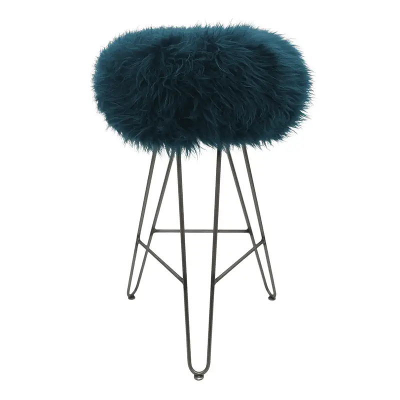 Gina Sheepskin Kitchen Bar Stool in Teal