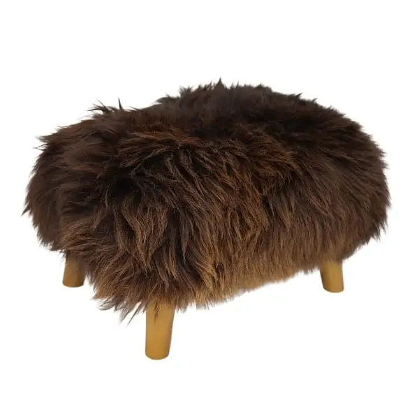 Marjorie Sheepskin Footstool in Chocolate
