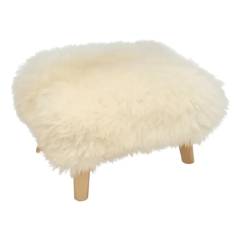 Mary Sheepskin Footstool in Ivory
