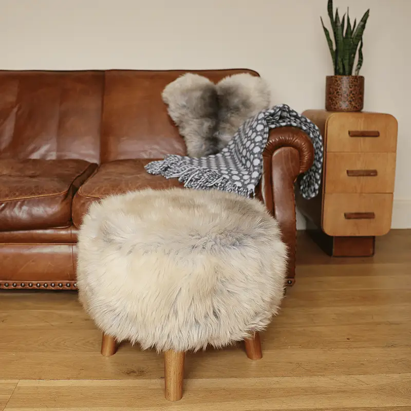 Marjorie Sheepskin Tuffet in Rare Breed