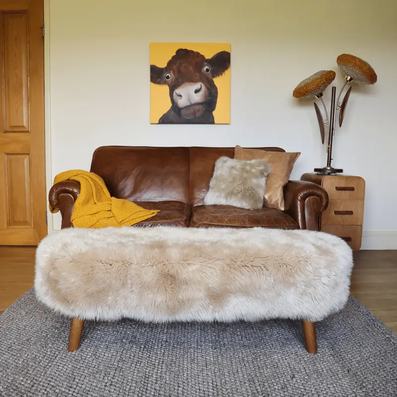 Marjorie Éclair Sheepskin Bench in Eggshell Marjorie Éclair Sheepskin Bench in Eggshell