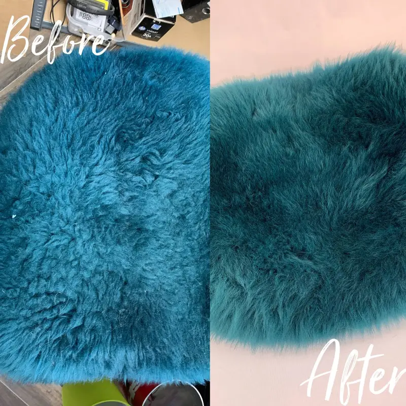 Sheepskin Cleaning And Re-finishing Before and after