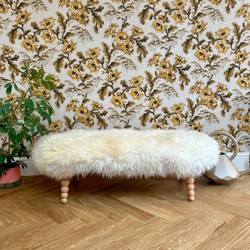 Roisin Sheepskin Bench in Ivory