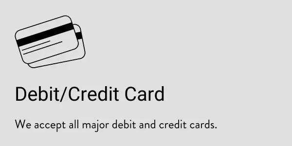 Payment Options - Debit Or Credit Card