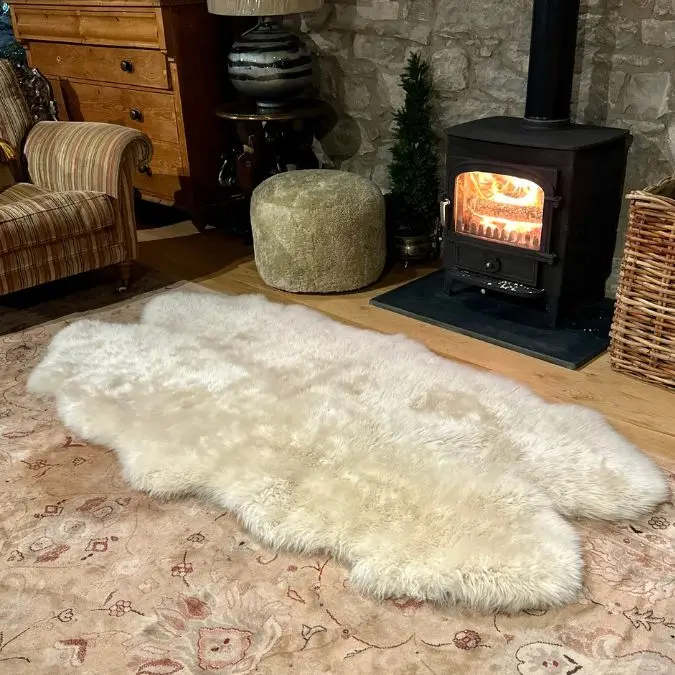 Quad Sheepskin Rug in Seashell