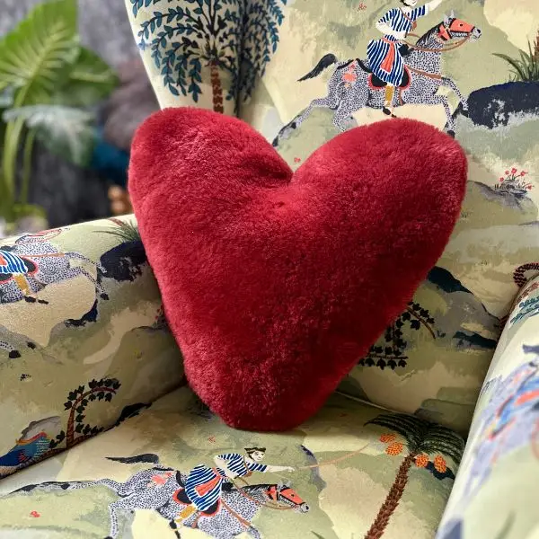 Sheepskin Heart in Velvety Red