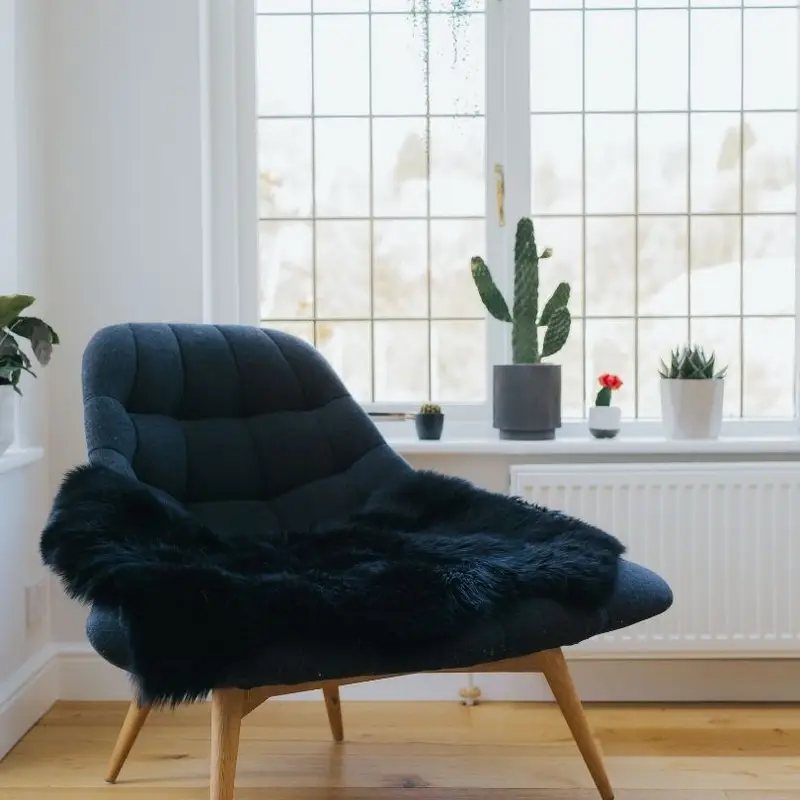 Coal Black Sheepskin Rug