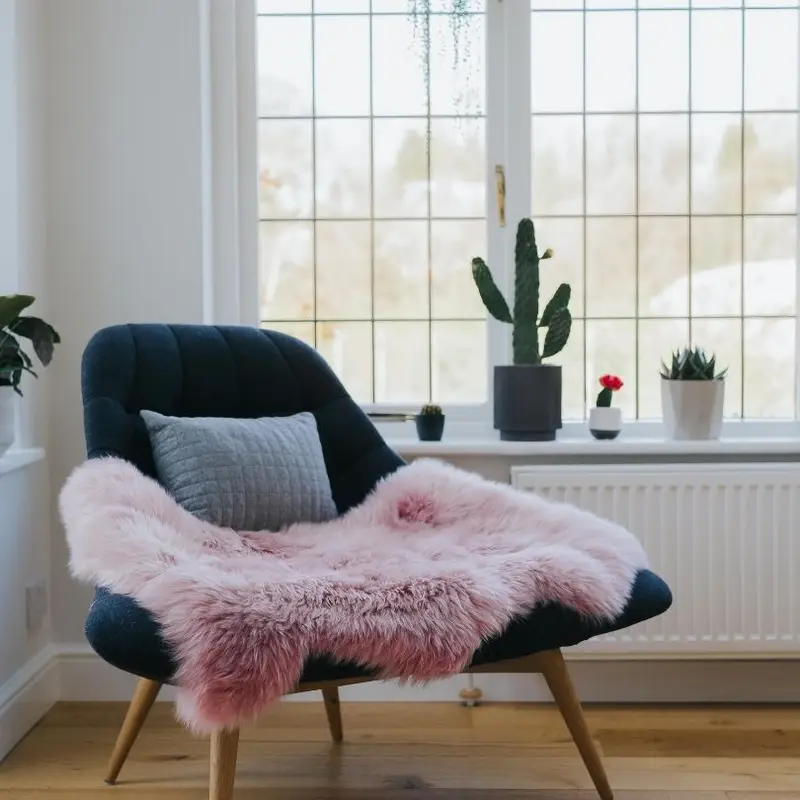 Dusky Pink Sheepskin Rug (1) Dusky Pink Sheepskin Rug