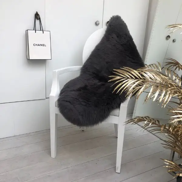Double Sheepskin Rug in Slate Grey