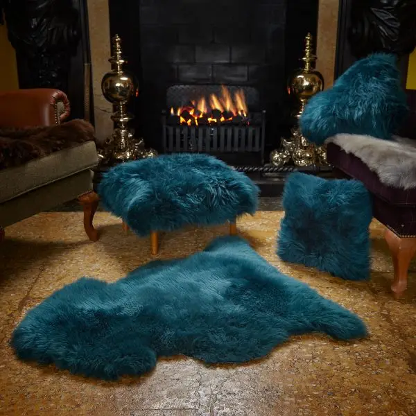 Sheepskin Rug in Teal