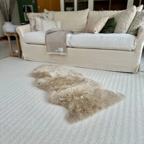 One and A Half Sheepskin Rug in Eggshell