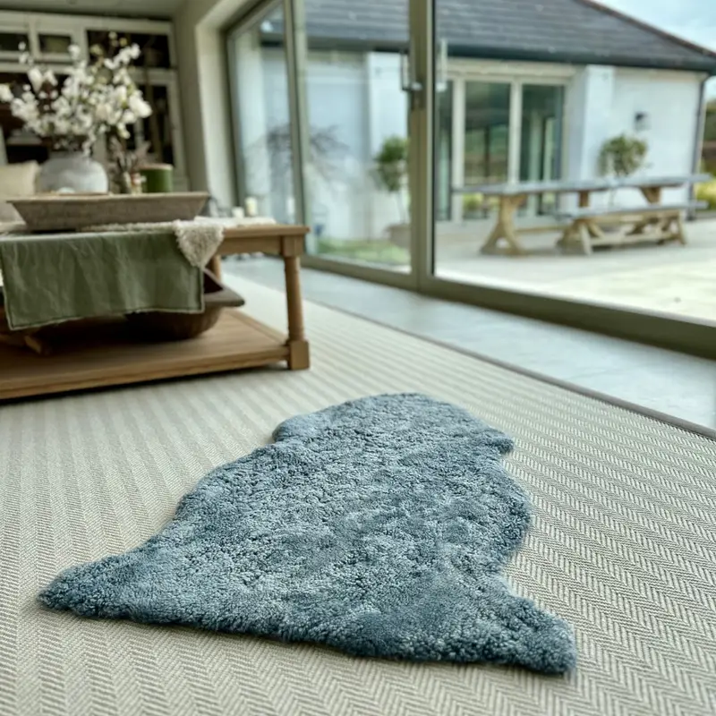 Sheepskin Rug in Steely boucle