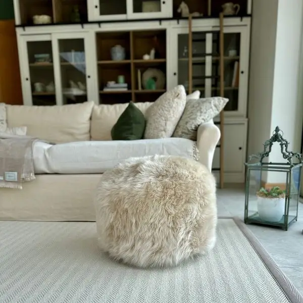 Large Pouffe in Seashell (5) Large Pouffe in Seashell in Seashell Sheepskin