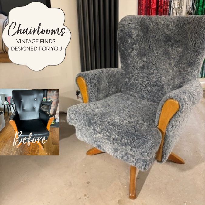 Leather sofa with sheepskin seat cushions