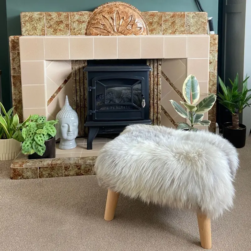 Mary Sheepskin Footstool in Rare Breed
