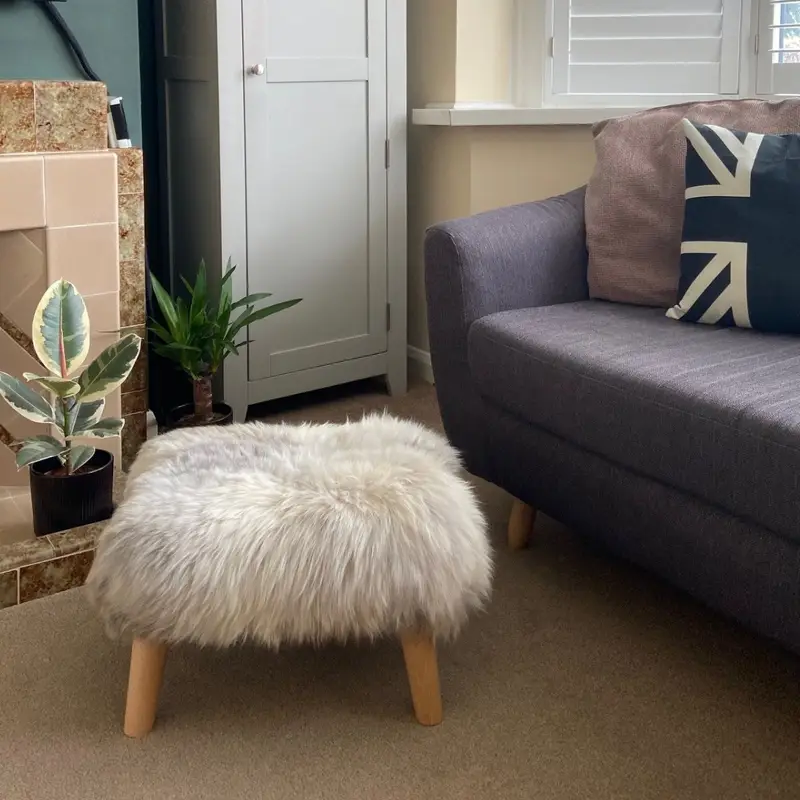 Mary Sheepskin Footstool in Rare Breed