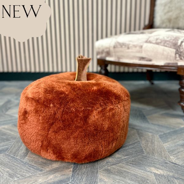 Velvety Sheepskin Pumpkin Pouffekin