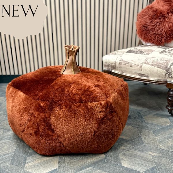 Squashkin Velvety Sheepskin Pouffe