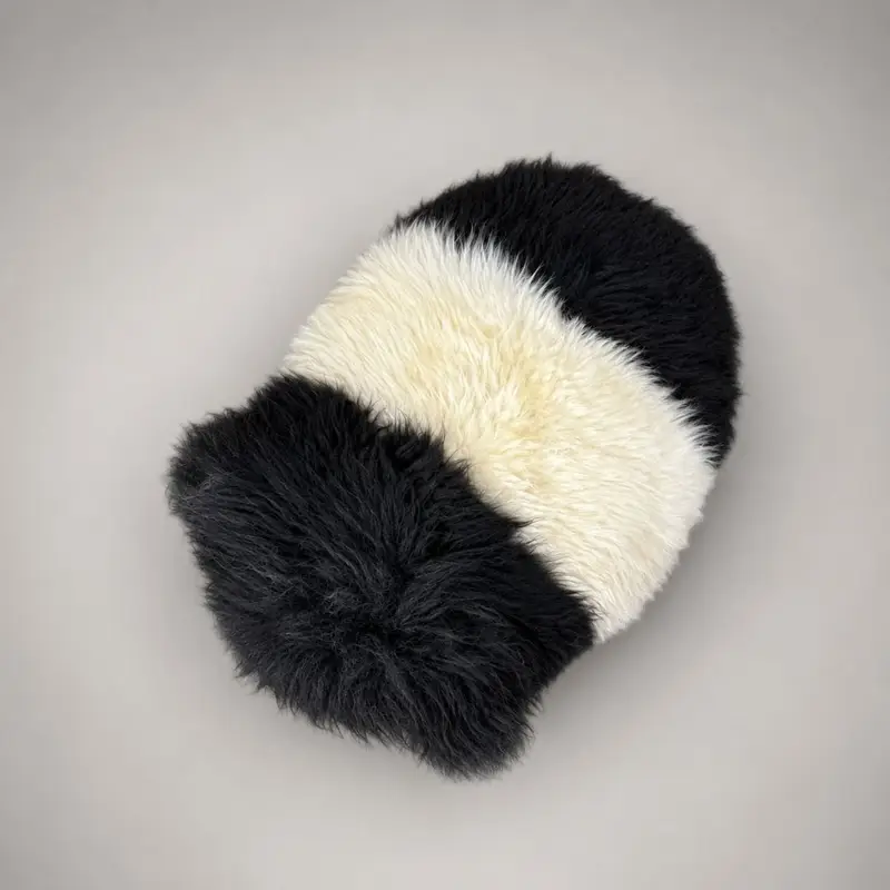Burke the Bull Large Belted Galloway Sheepskin Pouffe - Image 3