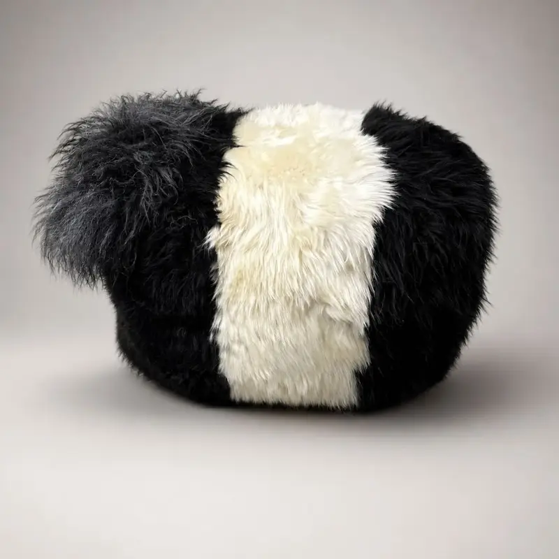 Burke the Bull Large Belted Galloway Sheepskin Pouffe - Image 5