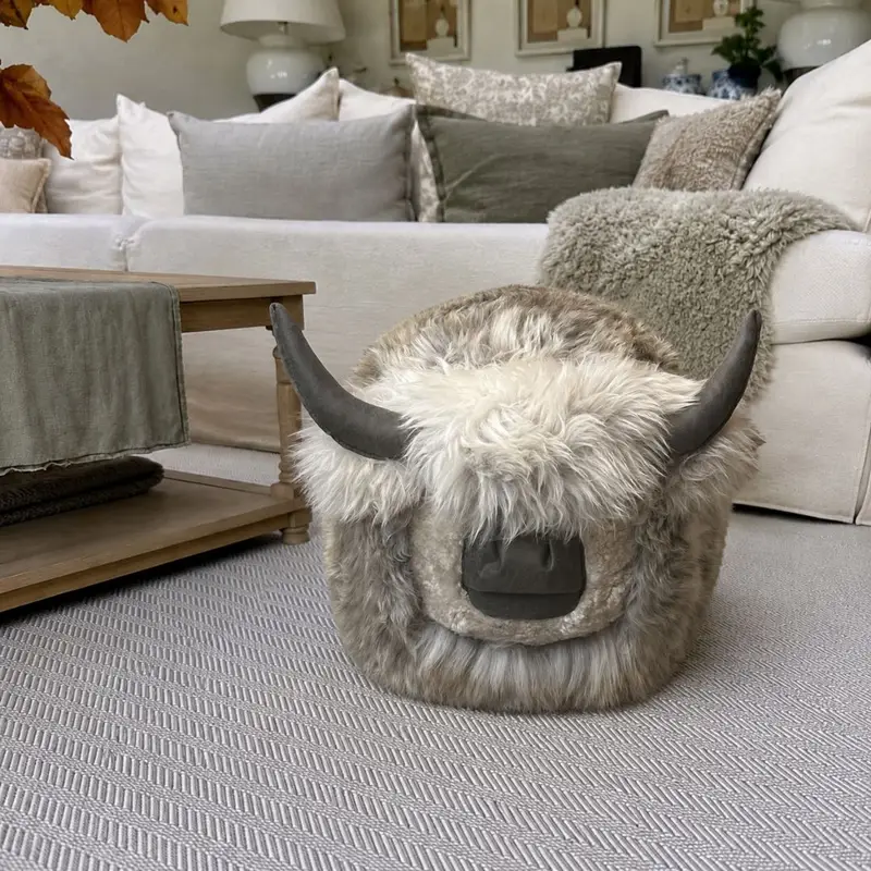 Alan the Bull Large Sheepskin Pouffe